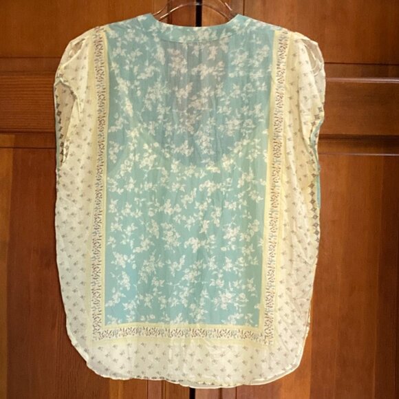 Elie Tahari Sleeveless Blouse with Camisole - Medium - Blue and Yellow Pattern - Picture 3 of 15